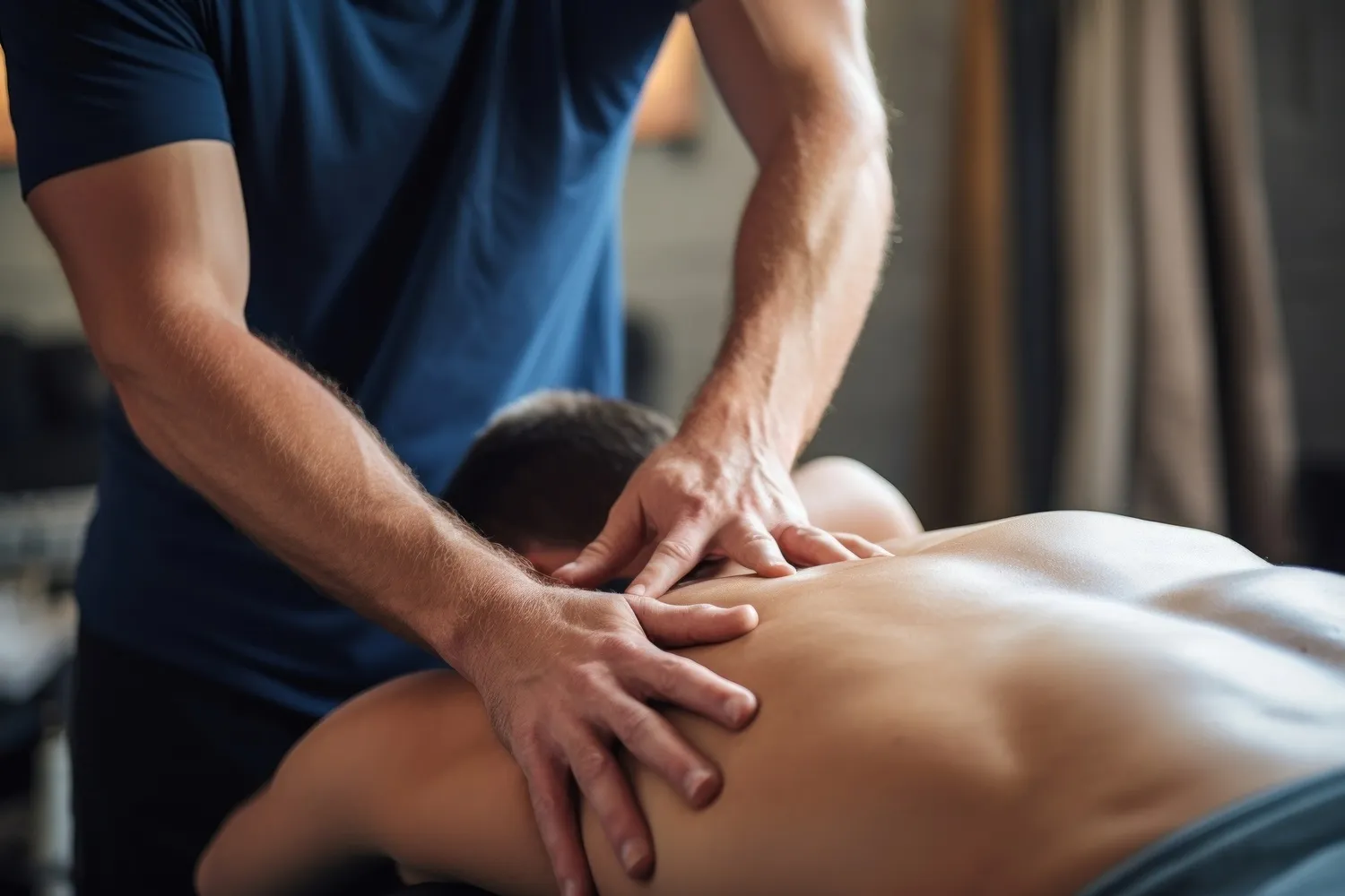 sport massage therapist helping athlete recover